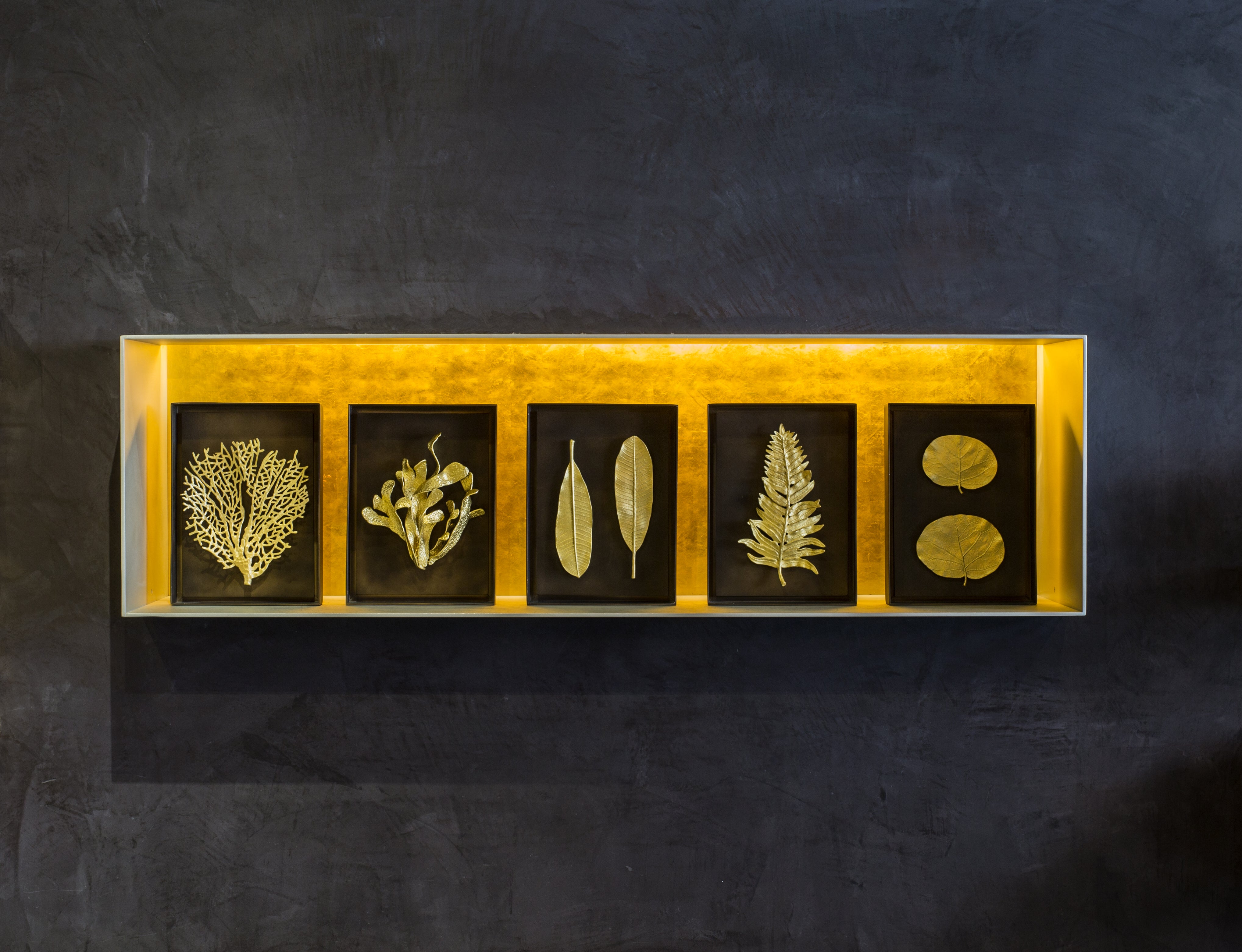 Magnolia Branch Wall Art-Antique Brass/Gold - Artistic Elements