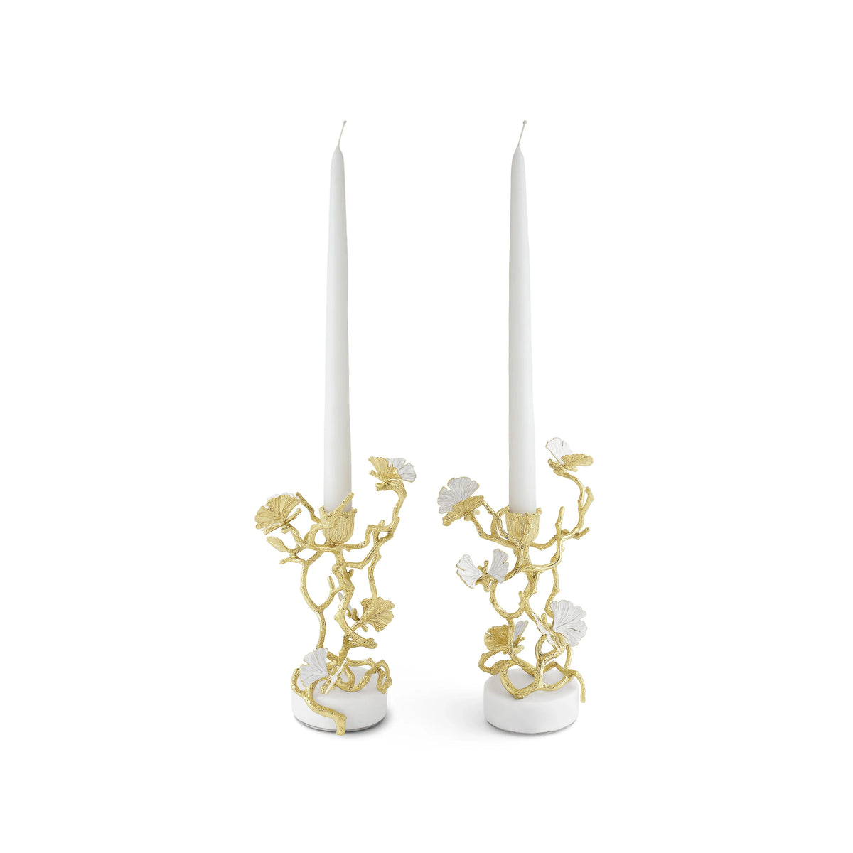 Michael Aram Butterfly Ginkgo Gold Candleholders S/2