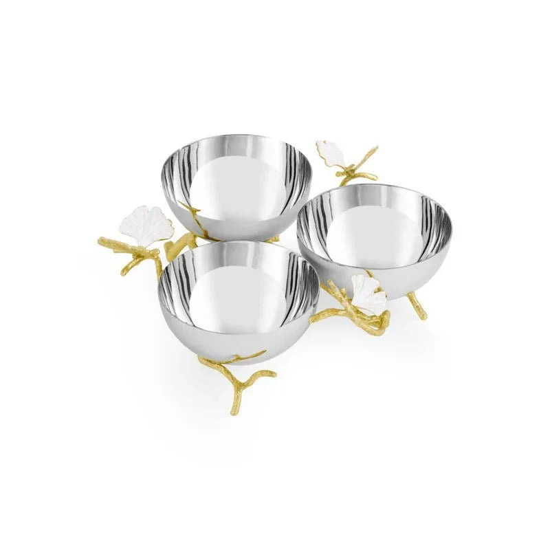 Butterfly Gingko Gold Triple Bowl – Michael Aram