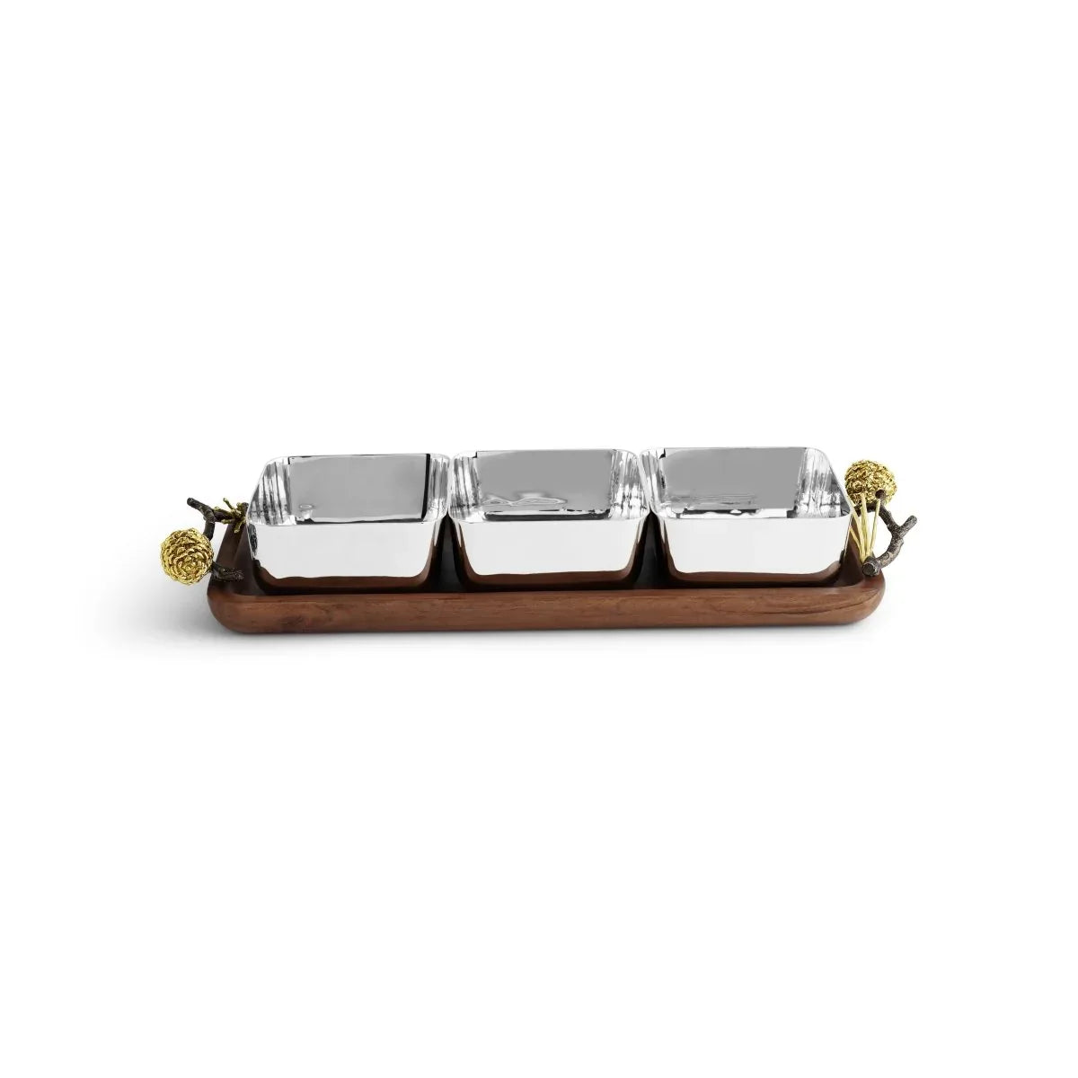 Michael Aram Pine Cone Wood Triple Bowl
