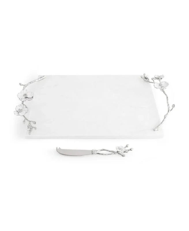 Michael Aram Silver Orchid Cheeseboard with Knife