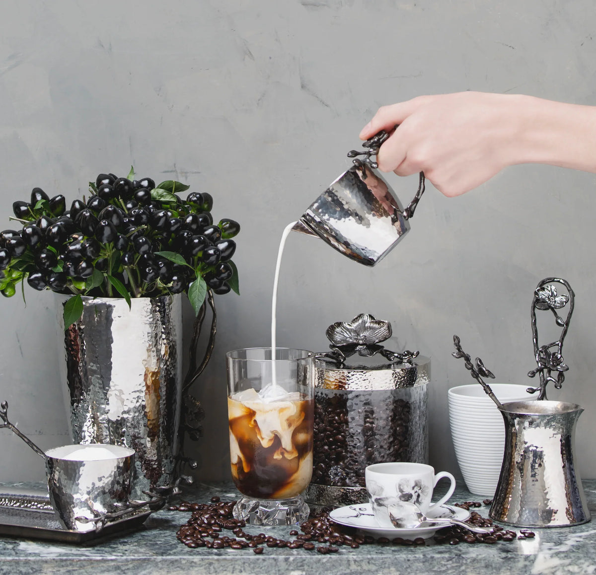 Michael Aram Black Orchid Coffee Pot & Spoon