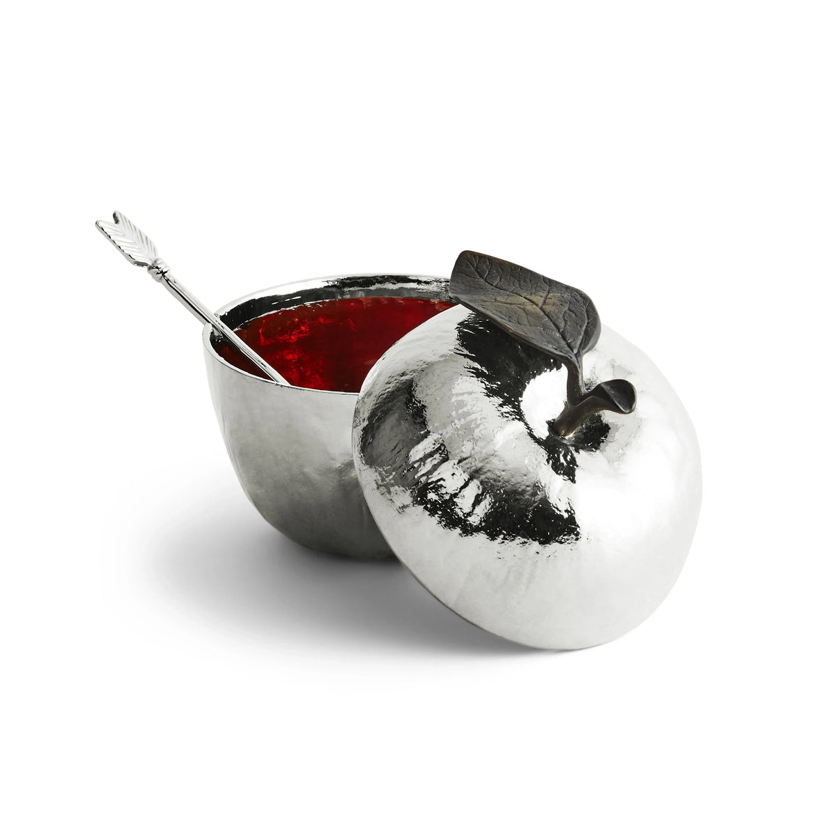 Michael Aram Apple Honey Pot w/ Spoon Nickelplate