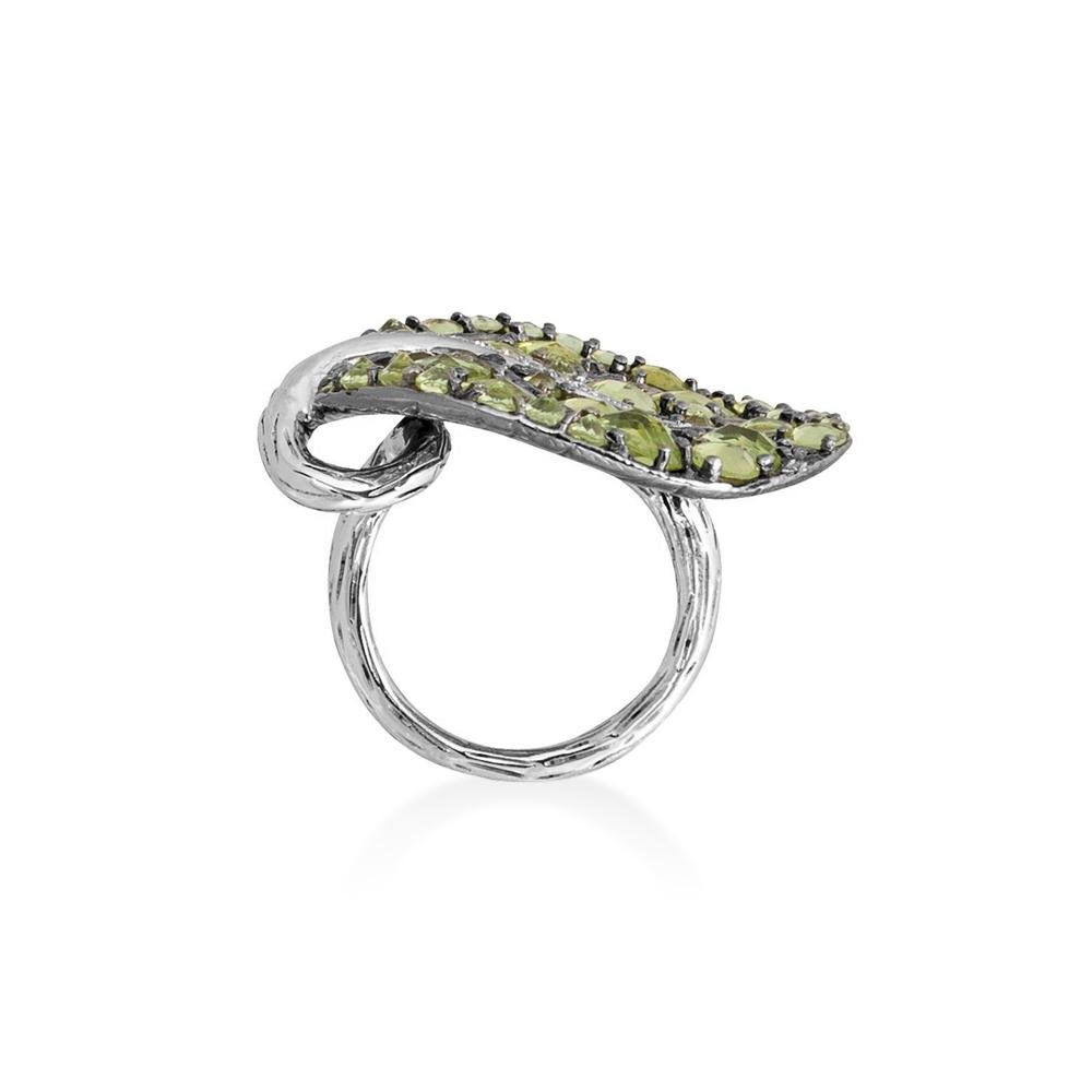 Michael Aram Botanical Leaf 31mm Ring with Peridot and Diamonds