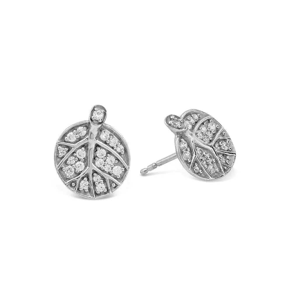 Michael Aram Botanical Leaf Earrings with Diamonds
