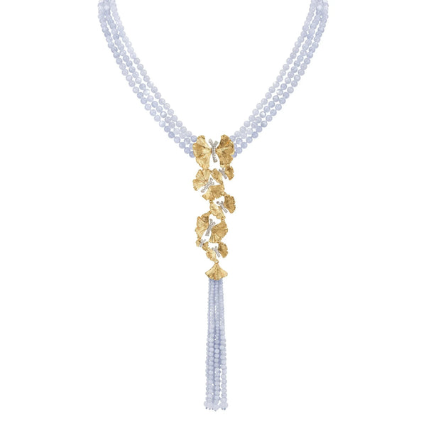 Michael Aram Butterfly Ginkgo Necklace with Chalcedony and Diamonds