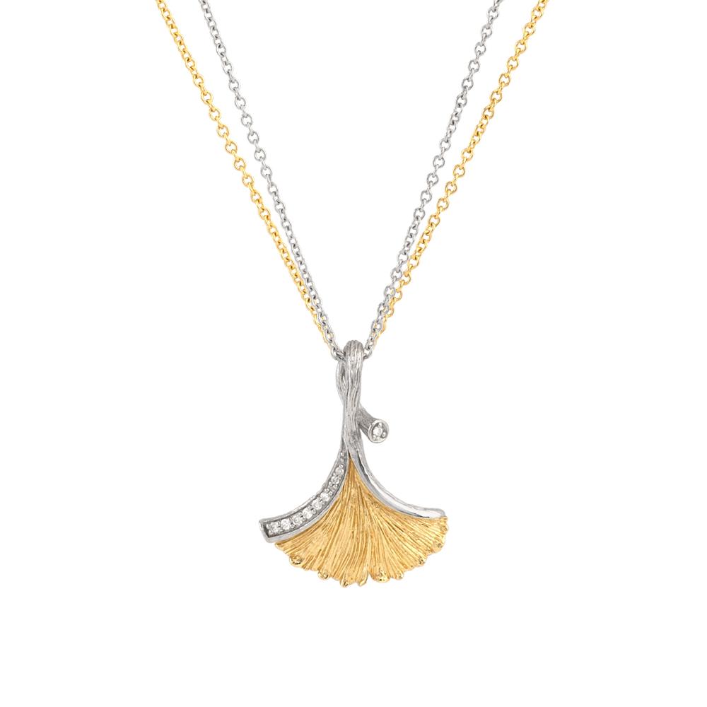 Michael Aram Butterfly Ginkgo Pendant Necklace with Diamonds