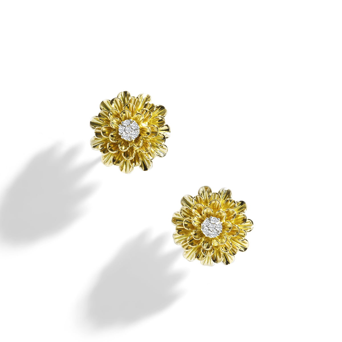 Blossom Dainty Diamond Petals Gold Flower Stud Earrings – Pamela