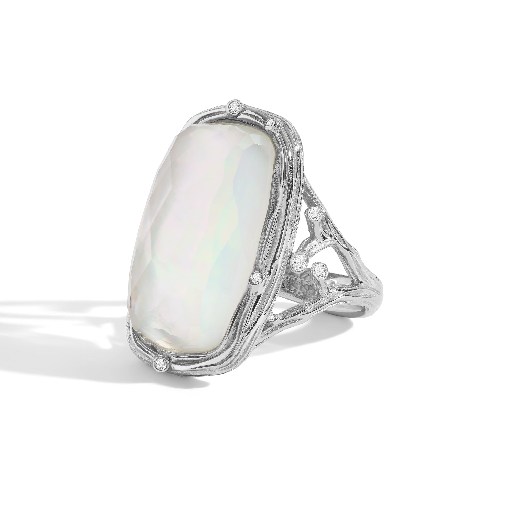 Michael Aram Enchanted Forest Ring with Mother of Pearl Doublet &amp; Diamonds
