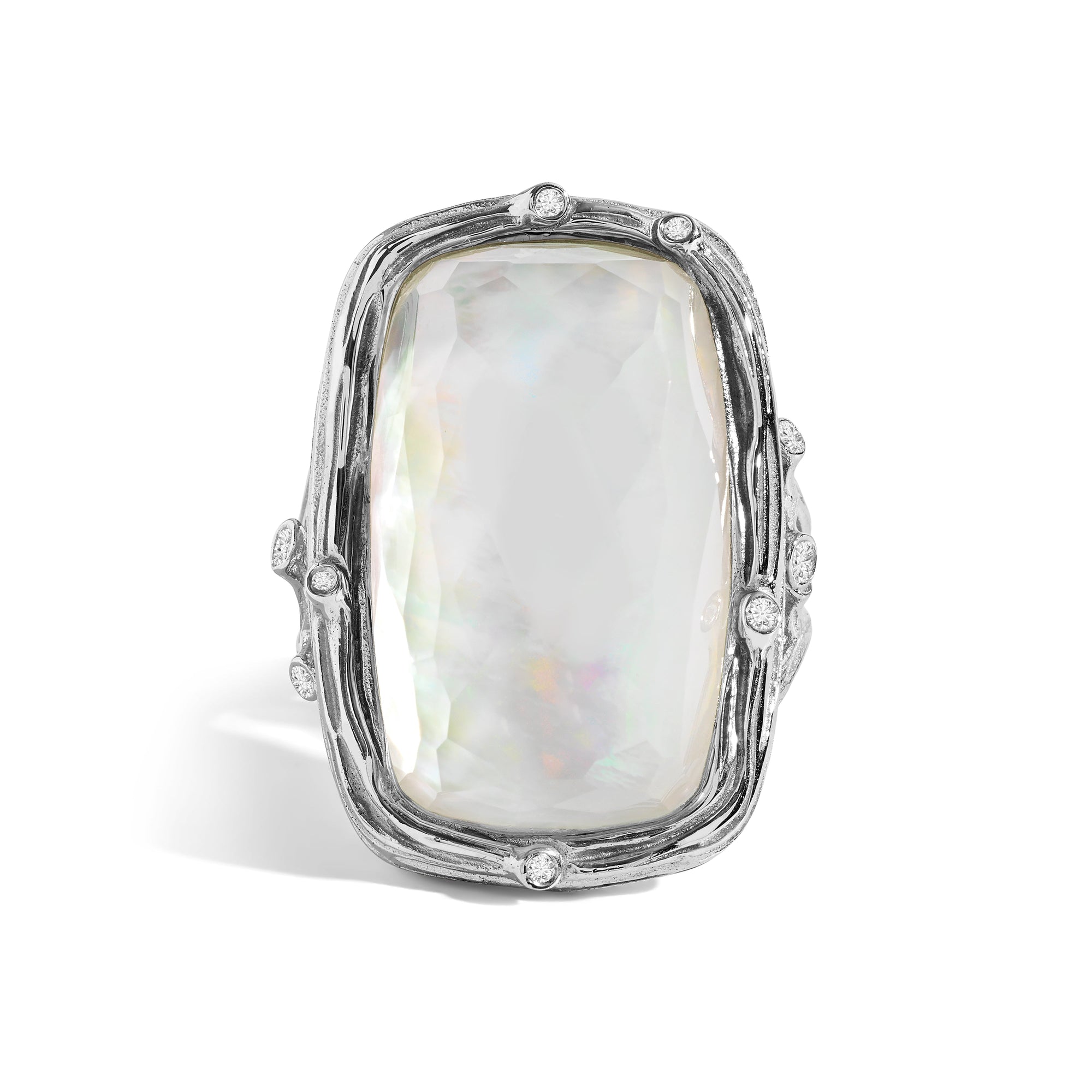 Michael Aram Enchanted Forest Ring with Mother of Pearl Doublet &amp; Diamonds