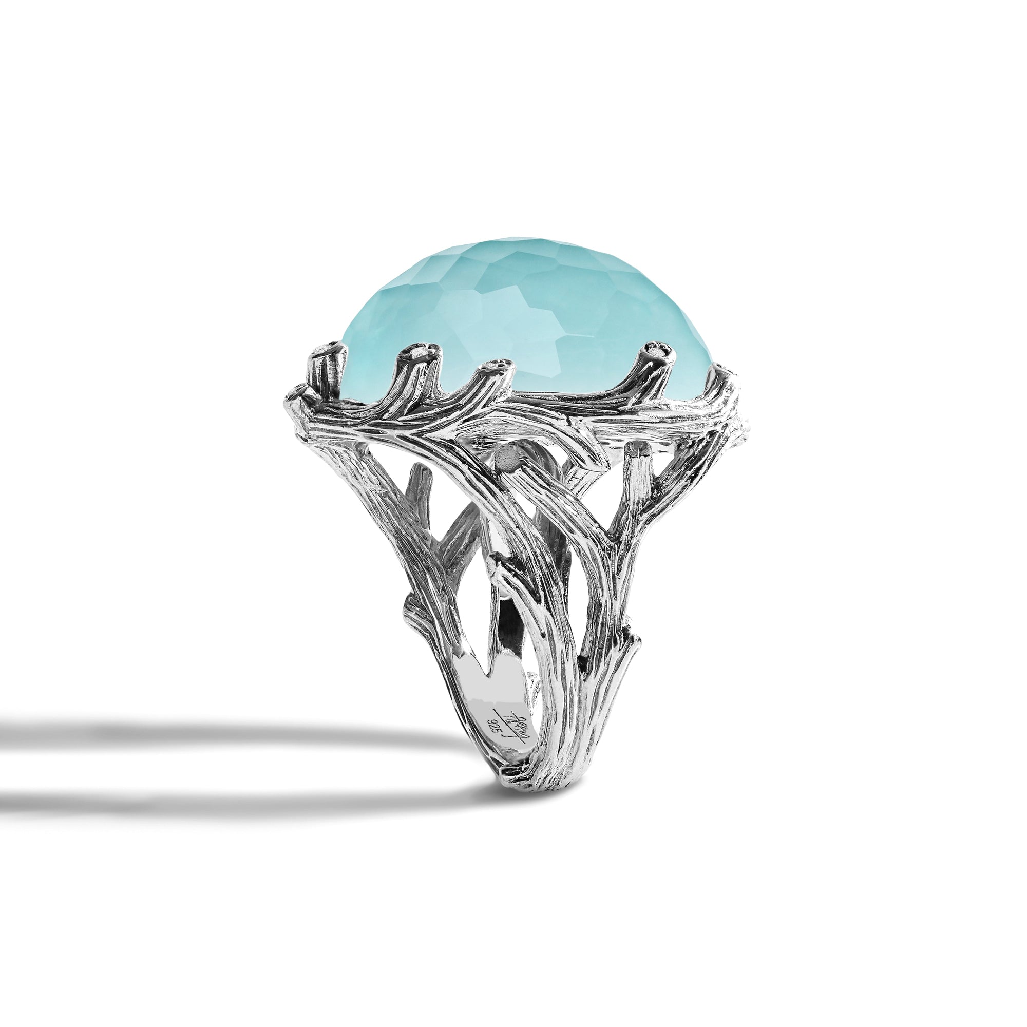 Michael Aram Enchanted Forest Ring with Turquoise Doublet and Diamonds