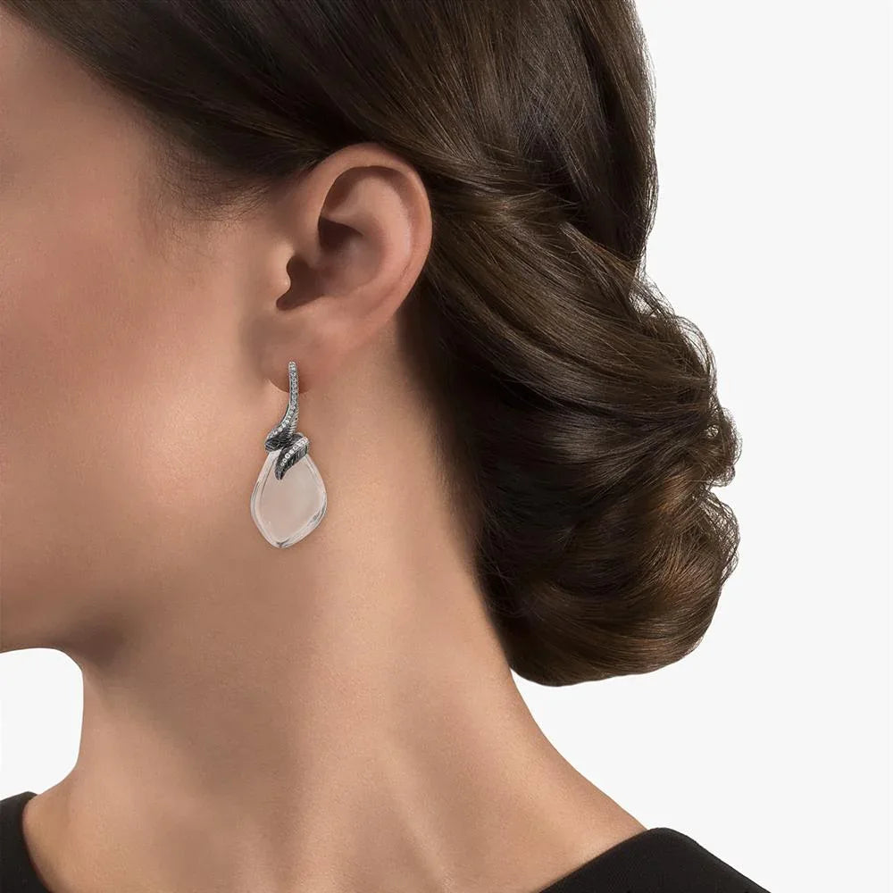 Michael Aram Feather Earrings with Crystal and Diamonds