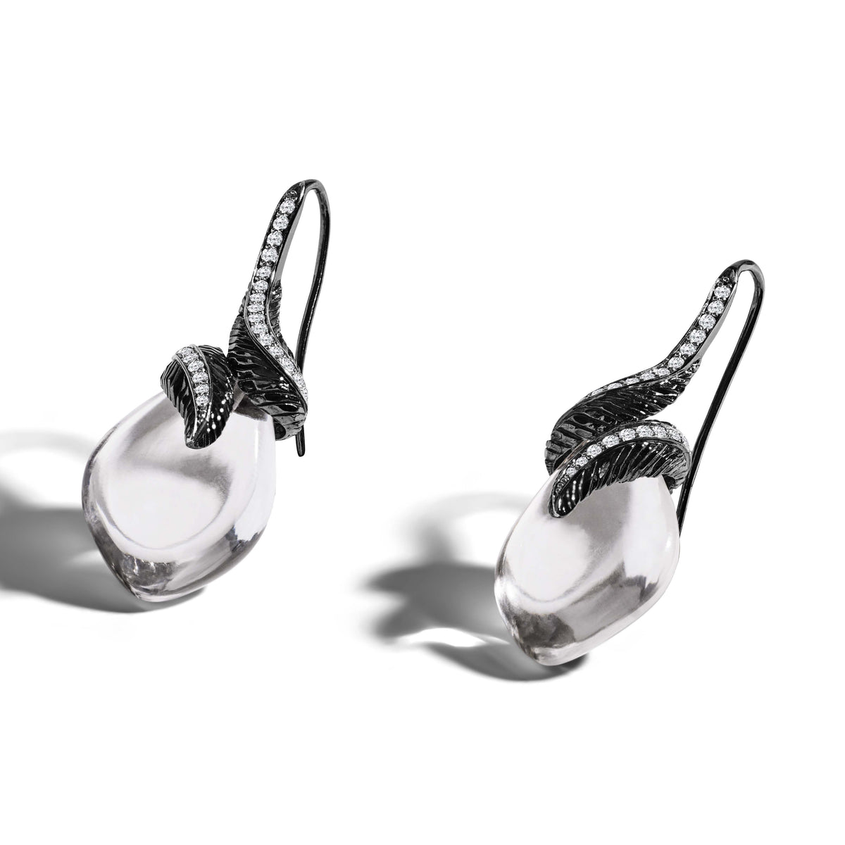 Michael Aram Feather Earrings with Crystal and Diamonds