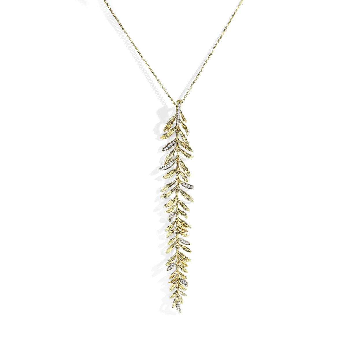 Michael Aram Laurel Leaf Drop Necklace with Diamonds