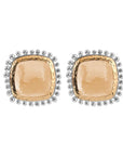 Michael Aram Molten 12mm Cushion Earrings w/ Gold Doublet in 18K Yellow Gold & Sterling Silver