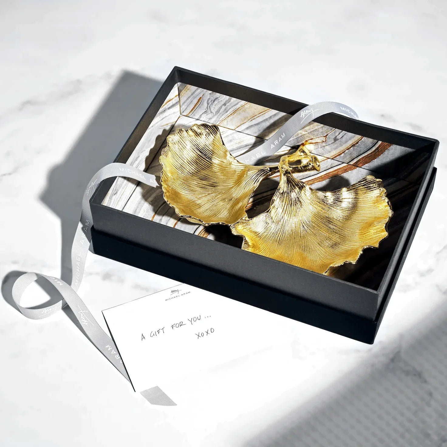 New Leaves Ginkgo Double Compartment Dish – Michael Aram New Leaves Ginkgo Double Compartment Dish – Michael Aram