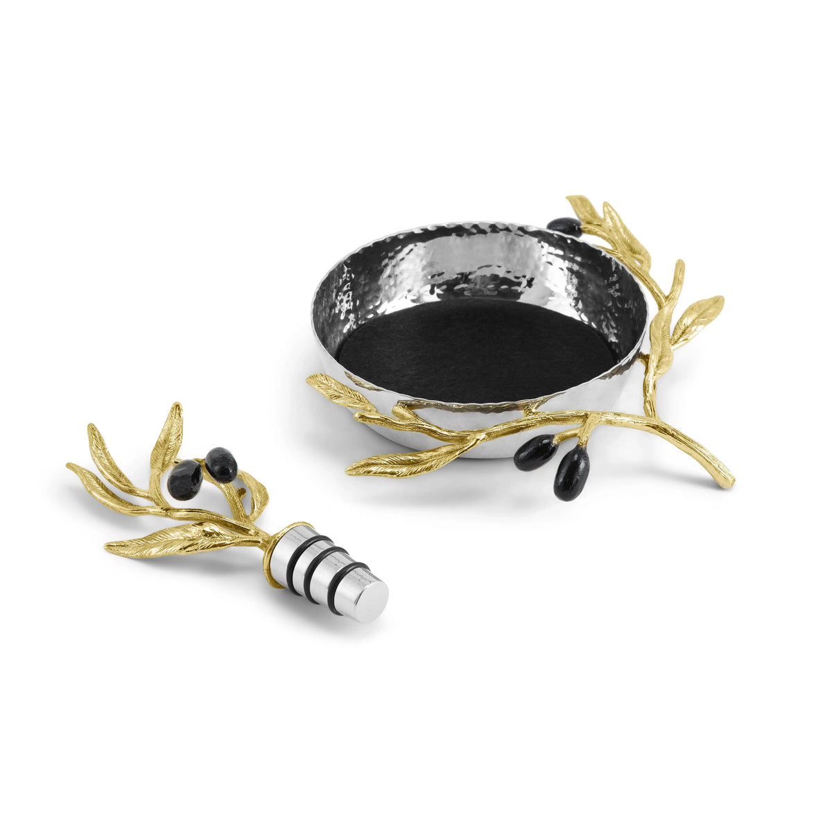 Michael Aram Olive Branch Wine Coaster & Stopper Set