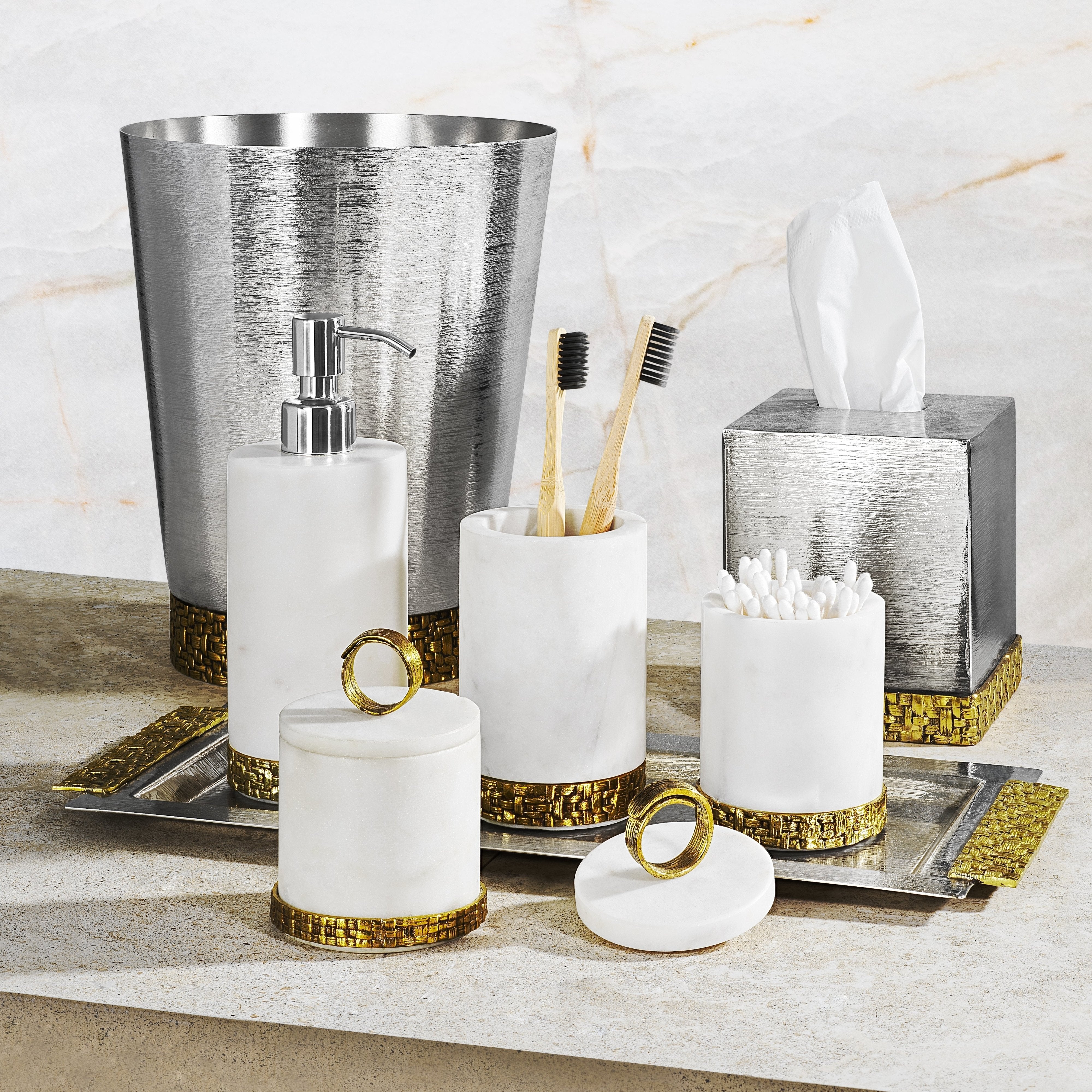Luxe Gold and Silver Bathroom Set - Woven Collection