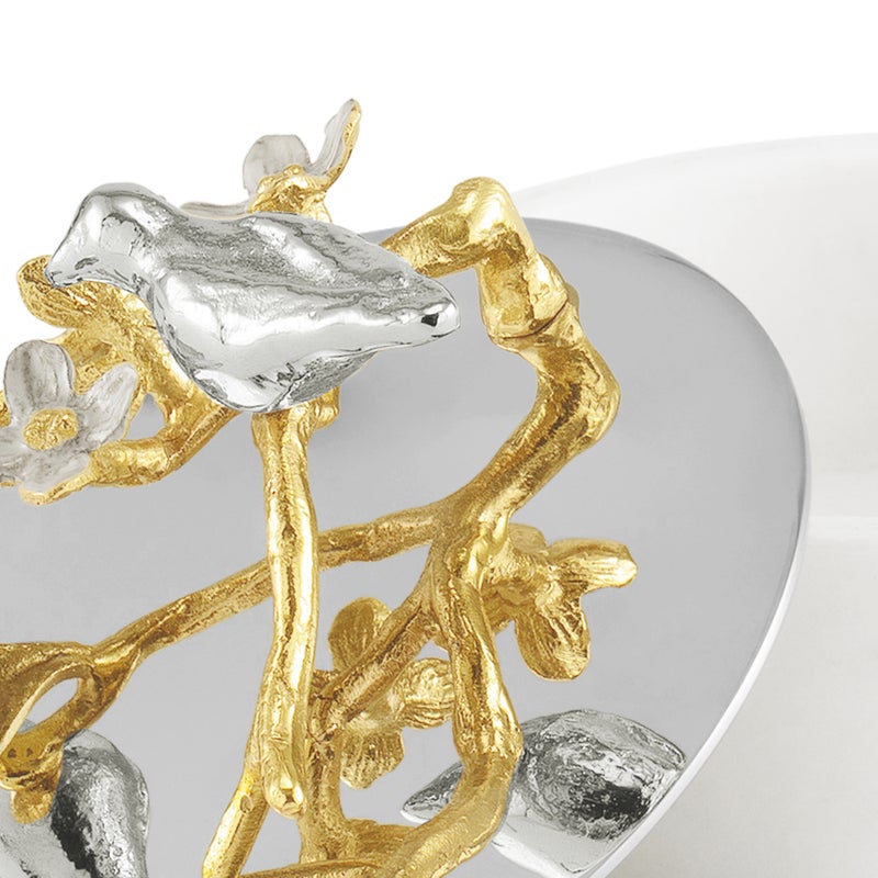 Lovebirds Silver &amp; Gold Trinket Box