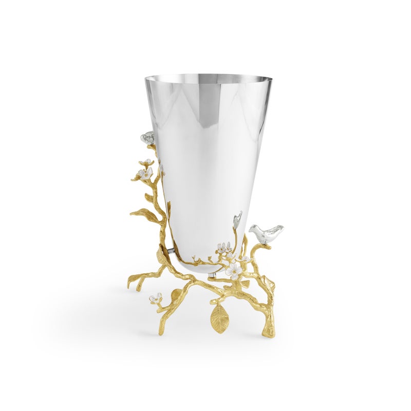 Lovebirds Silver &amp; Gold Medium Vase