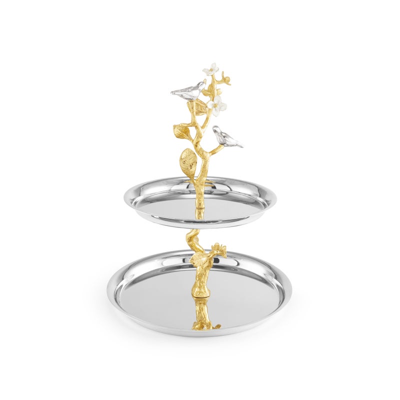 Lovebirds Silver &amp; Gold Etagere