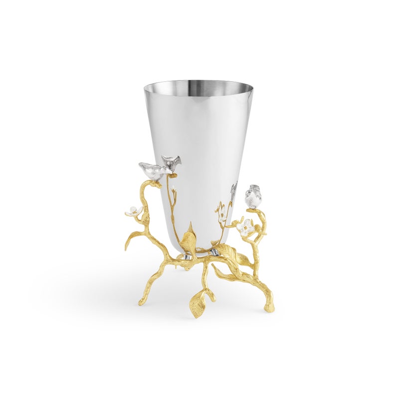 Lovebirds Silver &amp; Gold Small Vase