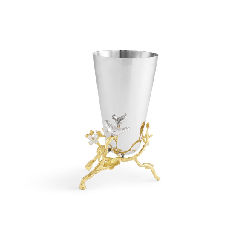 Lovebirds Silver &amp; Gold Small Vase