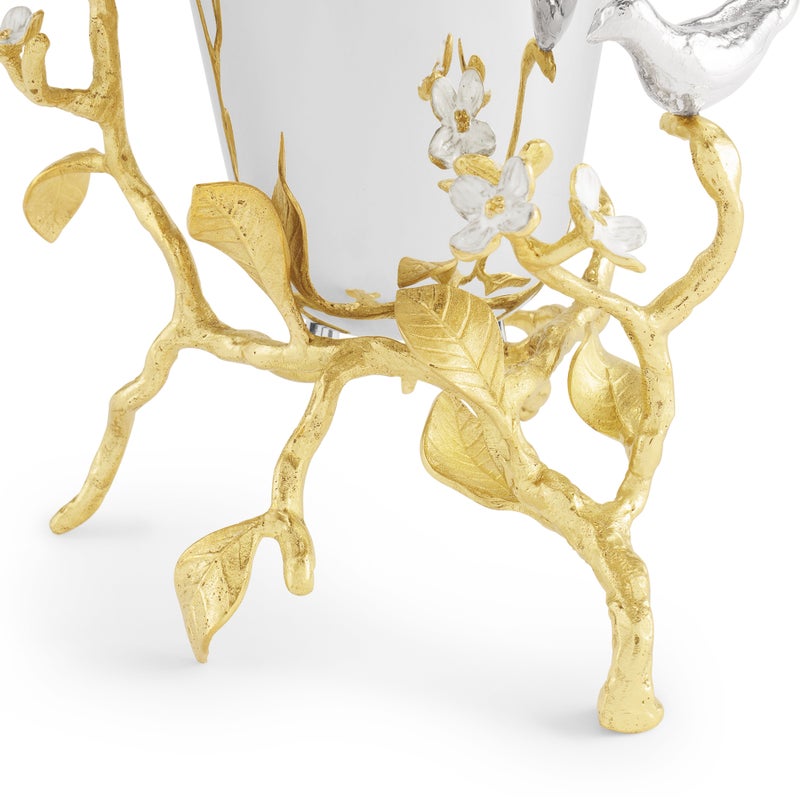 Lovebirds Silver &amp; Gold Small Vase