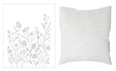 Wildflowers Embroidered Dec Pillow - White