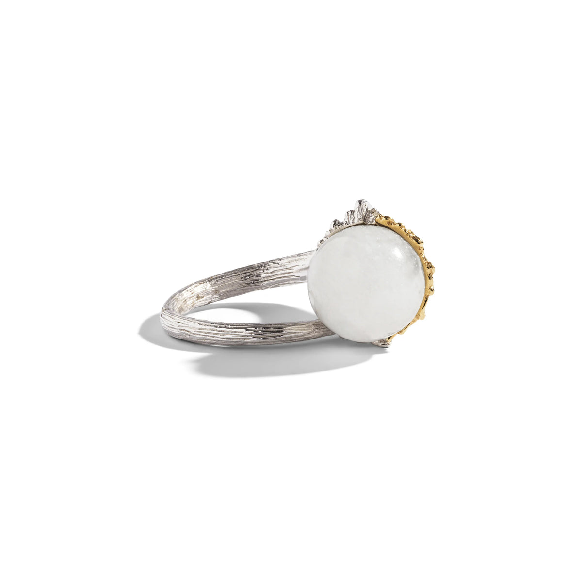 Butterfly Ginkgo Ring with Moonstone and Diamonds - Bypass