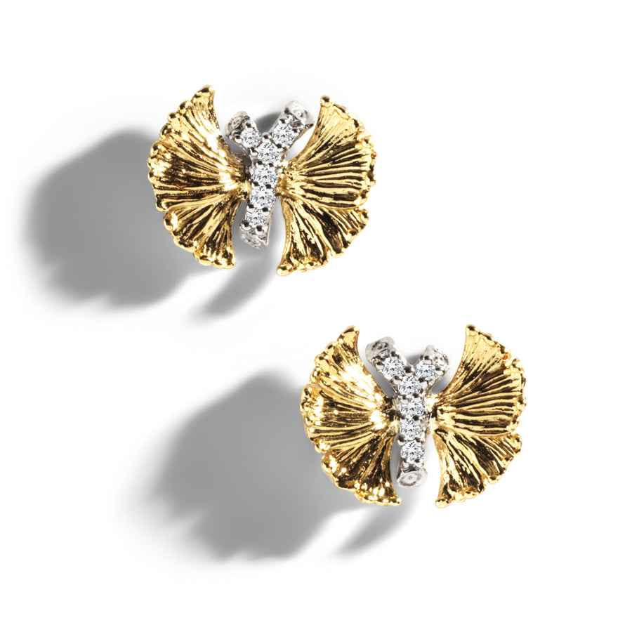 Butterfly Ginkgo Earrings with Diamonds