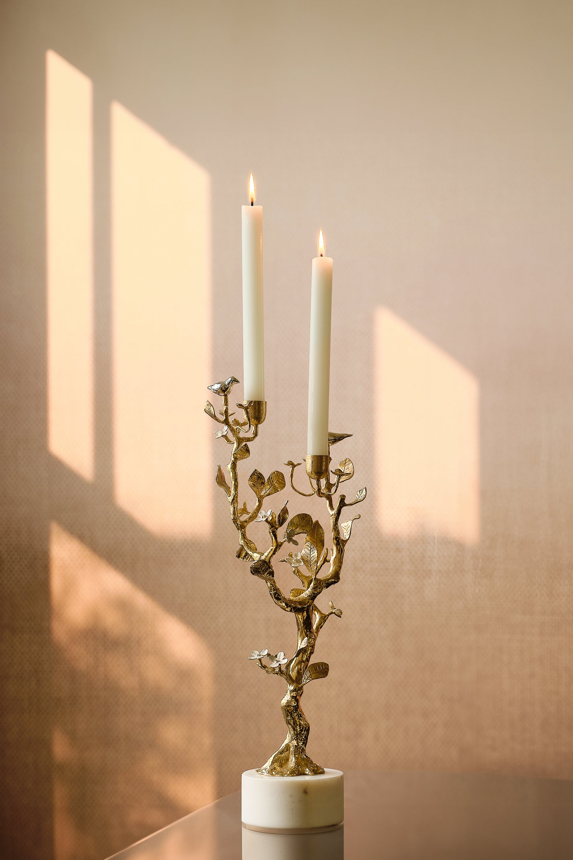 Lovebirds Silver &amp; Gold Candelabra