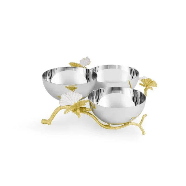 Michael Aram Butterfly Gingko Gold Triple Bowl