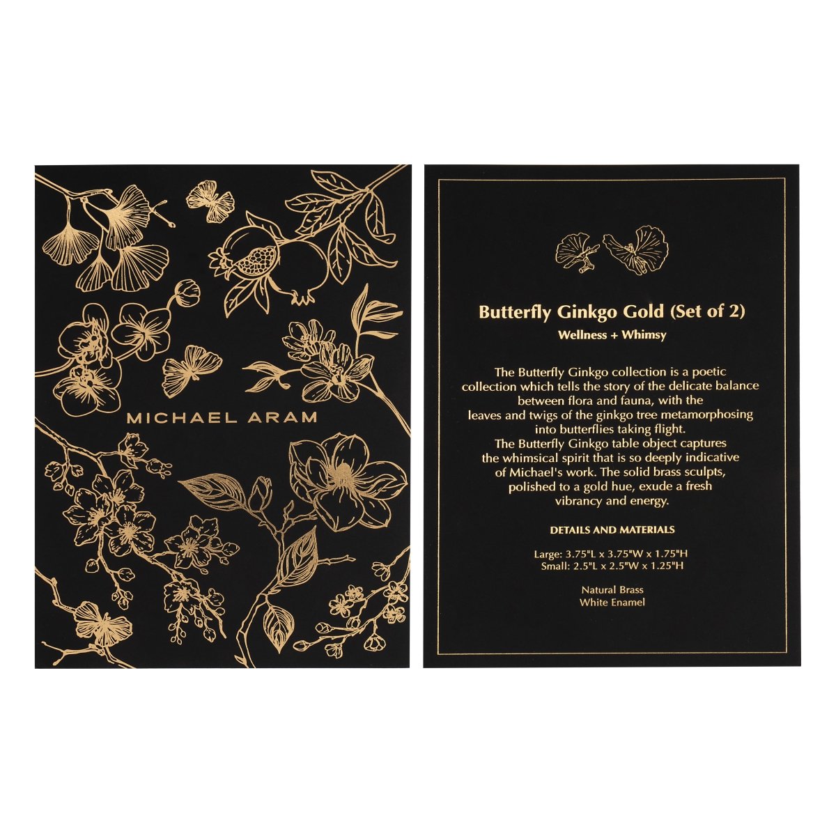 Michael Aram Butterfly Ginkgo Gold Decorative Objects Set of 2