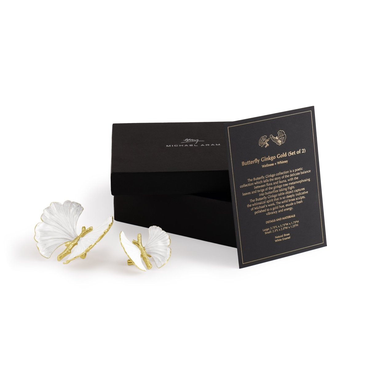 Michael Aram Butterfly Ginkgo Gold Decorative Objects Set of 2