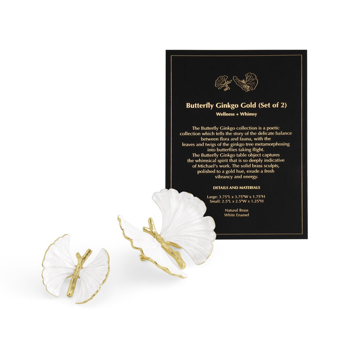 Michael Aram Butterfly Ginkgo Gold Decorative Objects Set of 2