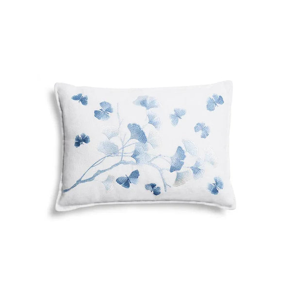Michael Aram Butterfly Ginkgo Ombre Embroidered Dec Pillow Sky and Crème