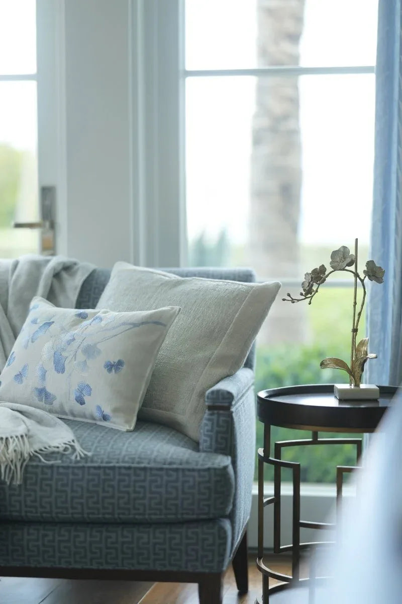 Michael Aram Butterfly Ginkgo Ombre Embroidered Dec Pillow Sky and Crème