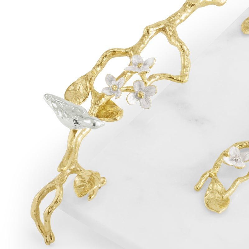 Michael Aram Lovebirds Silver & Gold Chesseboard w Knife