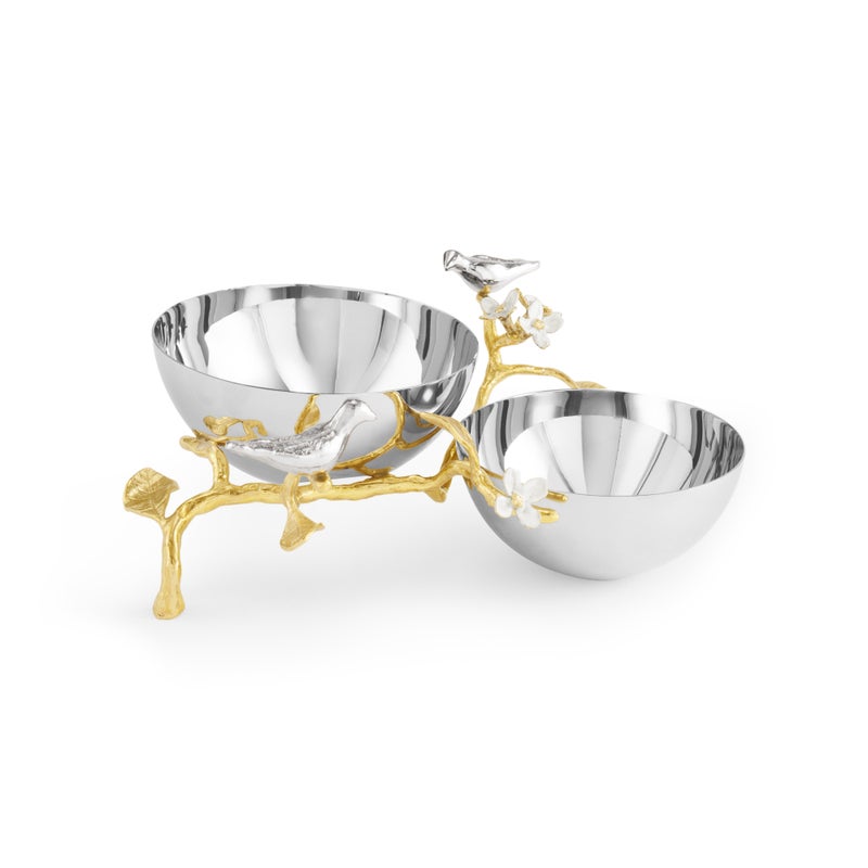 Michael Aram Lovebirds Silver & Gold Double Dish