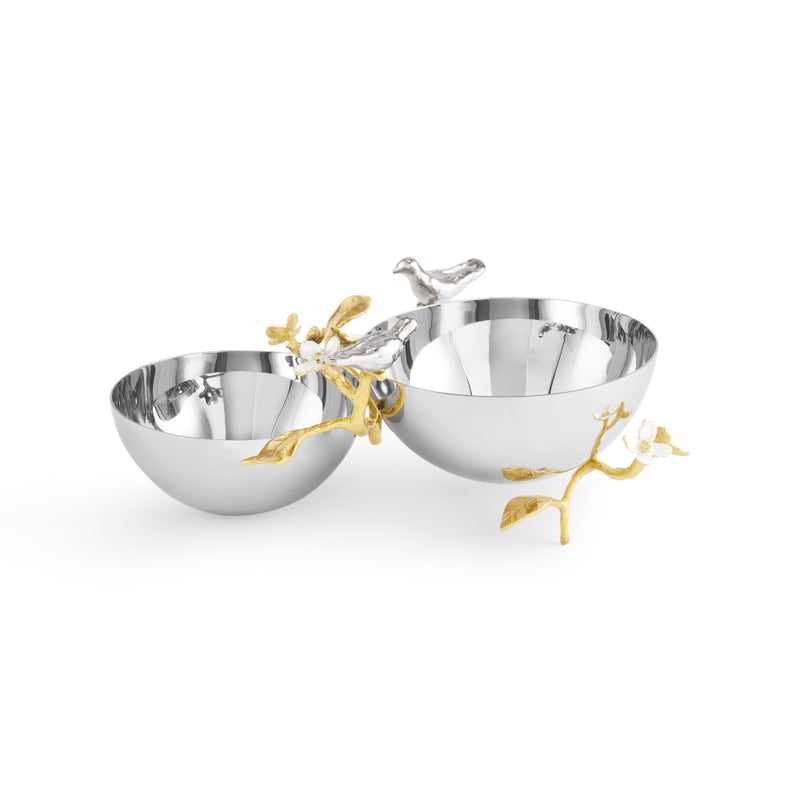 Michael Aram Lovebirds Silver & Gold Double Dish