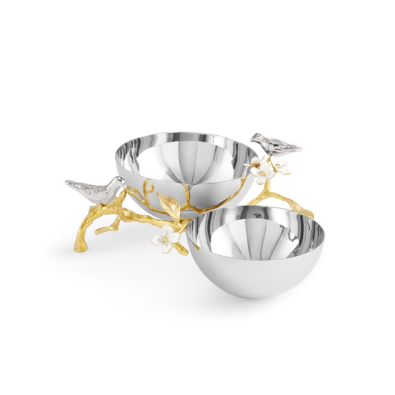 Michael Aram Lovebirds Silver & Gold Double Dish