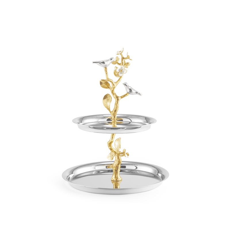 Michael Aram Lovebirds Silver & Gold Etagere