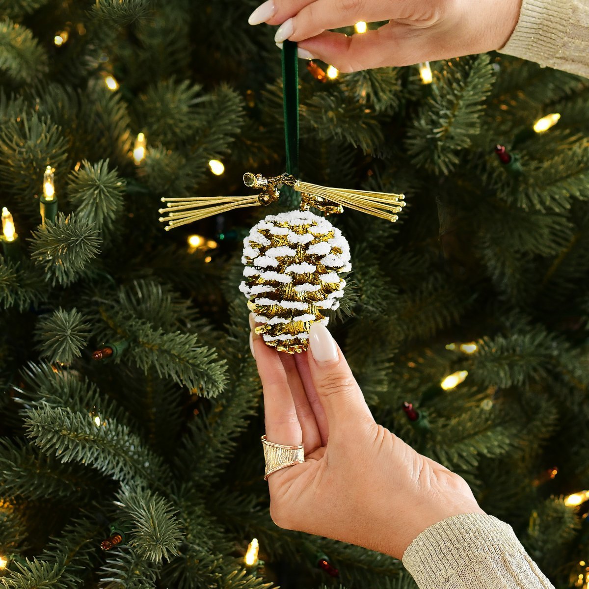 Michael Aram Pine Cone Snowy Ornament