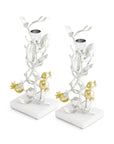 Michael Aram Pomegranate Silver & Gold Candleholders S/2