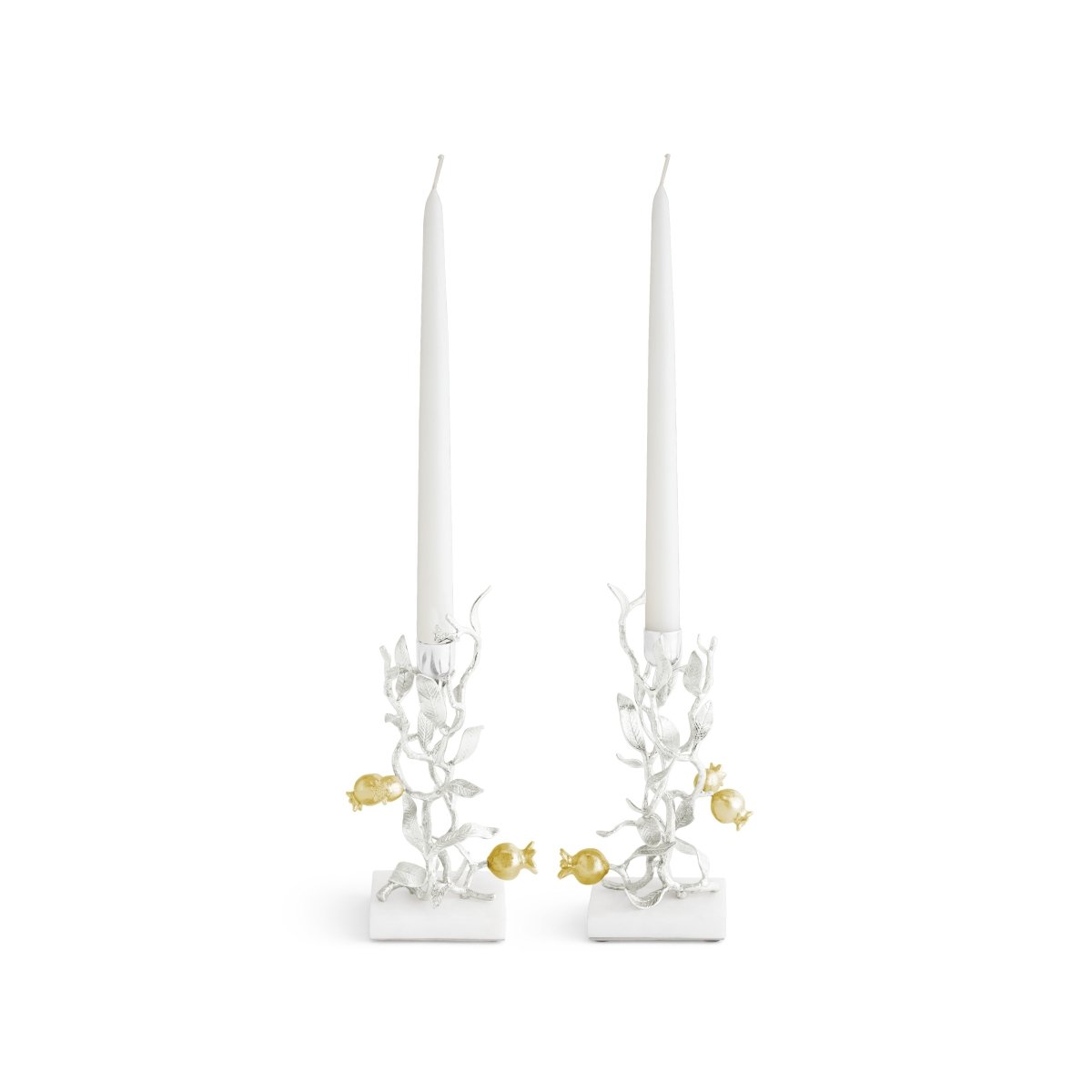 Michael Aram Pomegranate Silver &amp; Gold Candleholders S/2