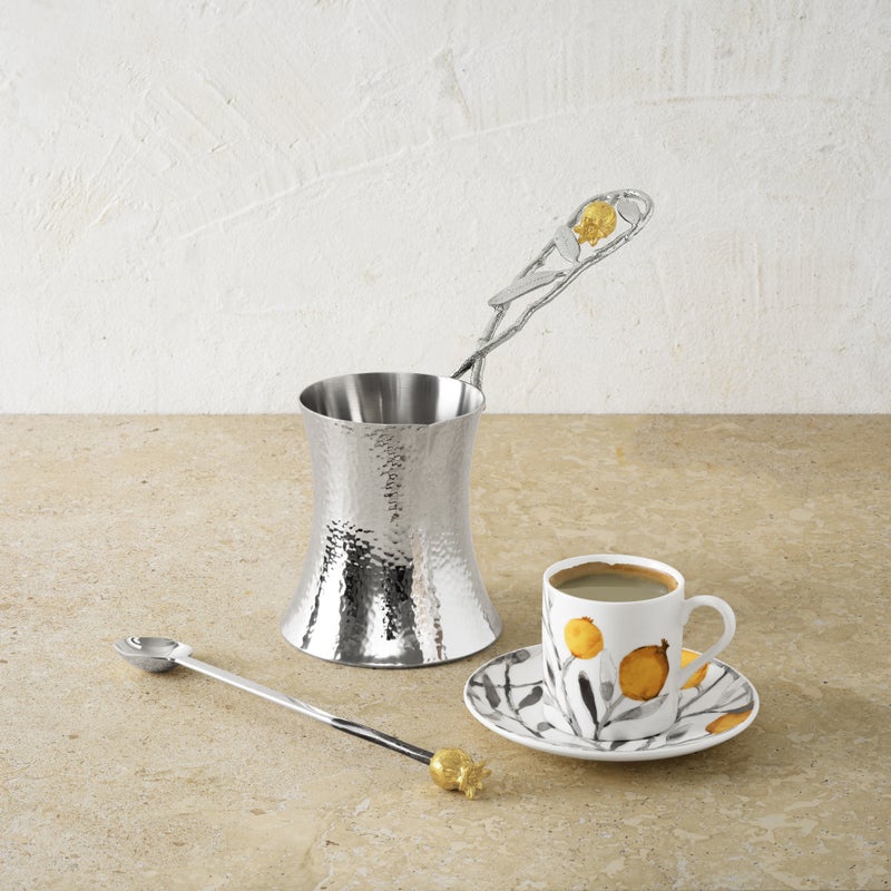 Michael Aram Pomegranate Silver &amp; Gold Coffee Pot w/ Spoon