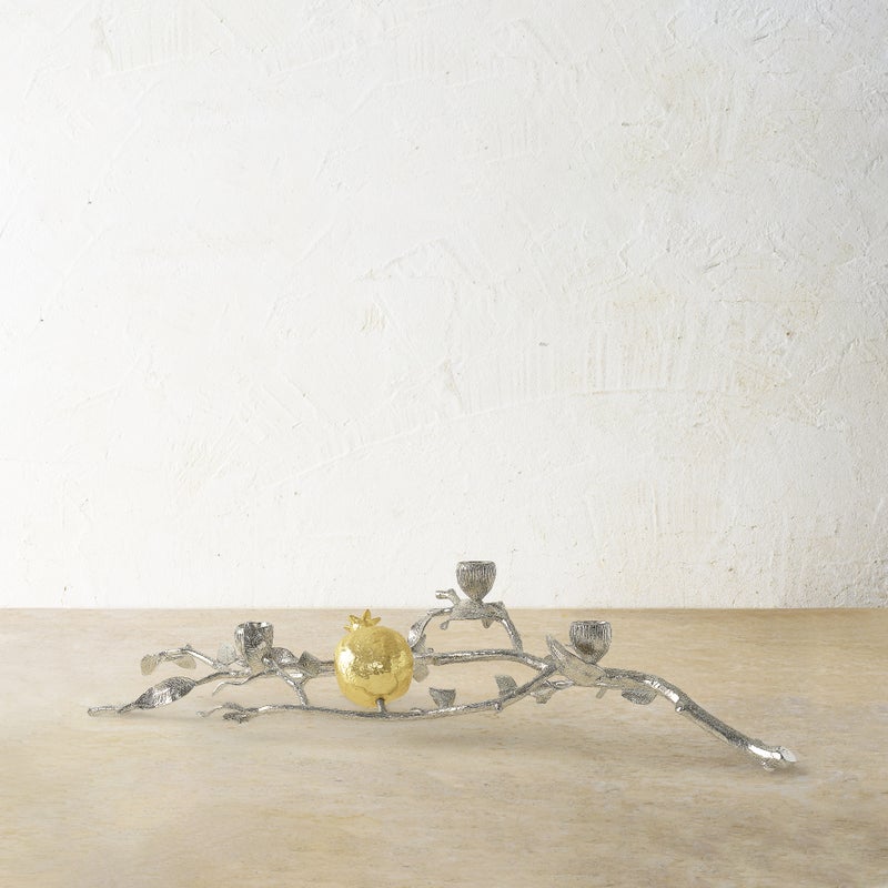 Michael Aram Pomegranate Silver & Gold Low Candleholders