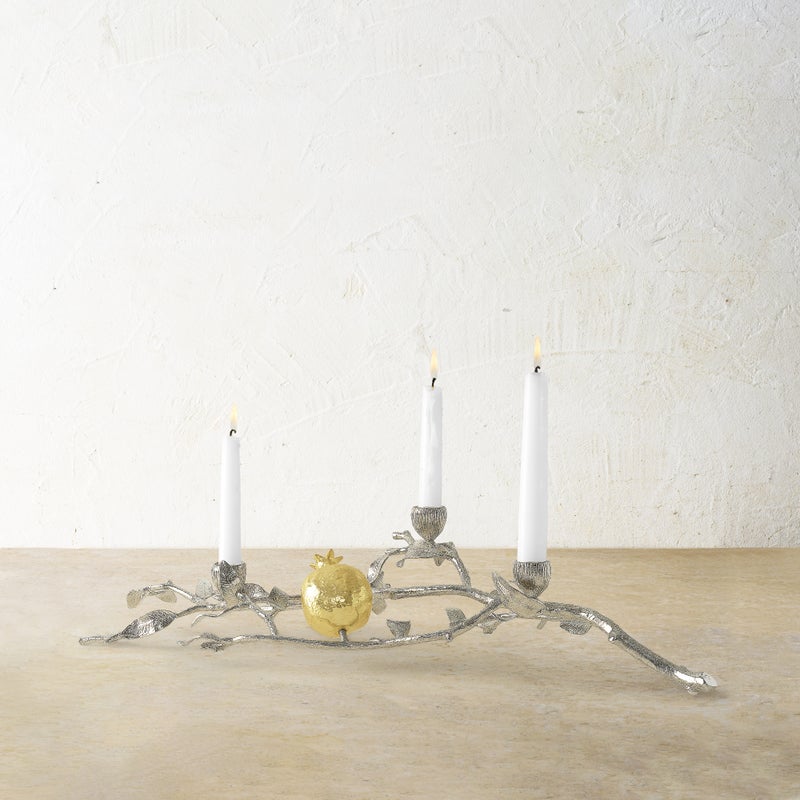 Michael Aram Pomegranate Silver &amp; Gold Low Candleholders