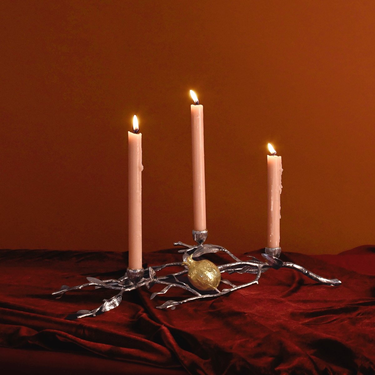 Michael Aram Pomegranate Silver &amp; Gold Low Candleholders